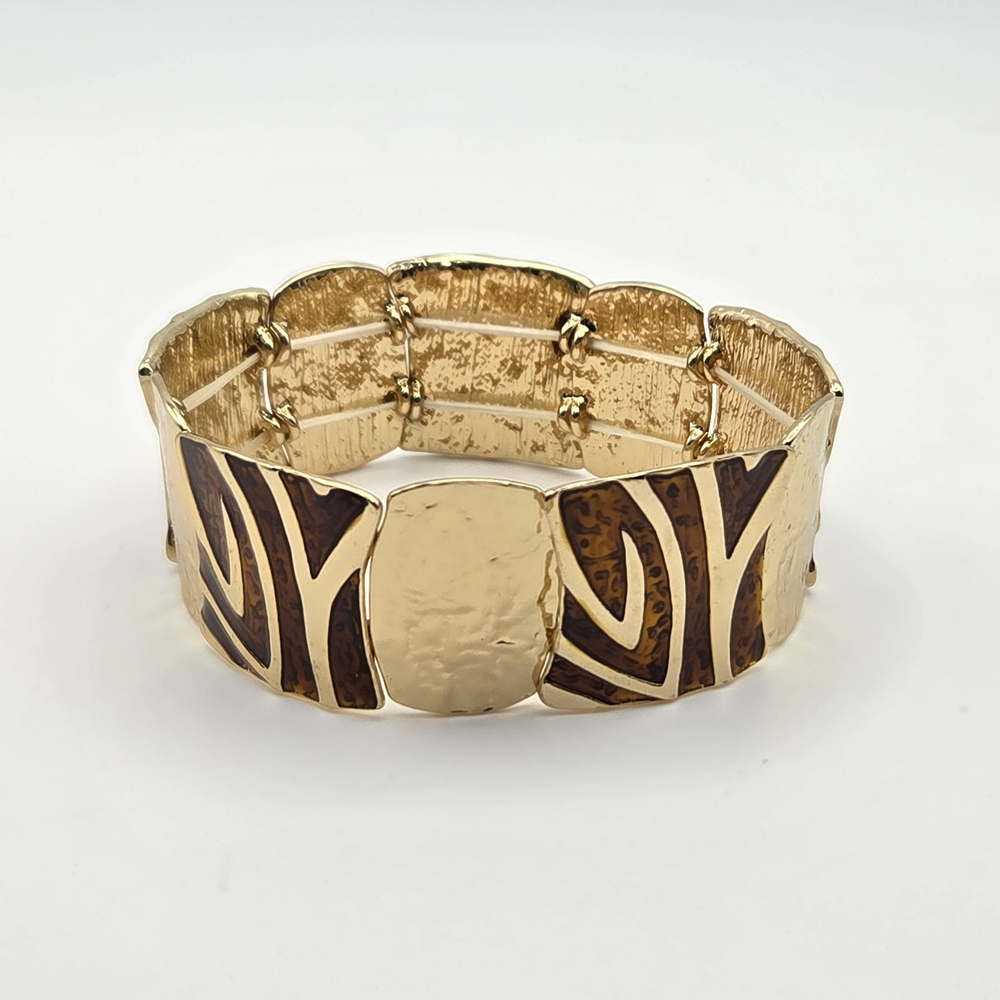 Joan Vass New York NWOT Gold and Brown Stretch Bracelet